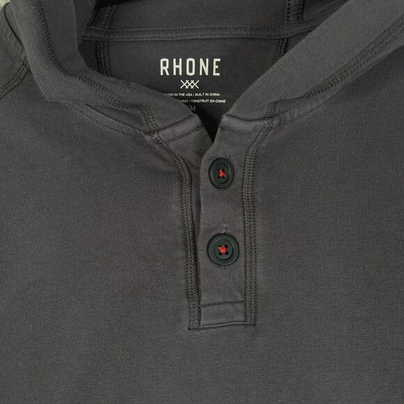 Rhone Hoodie Mens Medium Gray Henley Pullover French Terry Sweatshirt Sweater - Picture 3 of 12